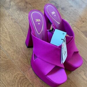 Zara Women's Fuchsia Platform Mules